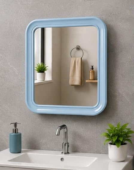 CHETHAN Frames Works Fiber Frame Wall Mirror for Bedroom, Hall & Bathroom | Full Length Dressing Mirror | Modern Decorative Home Décor (Sky Blue, 12 * 14)-image-26