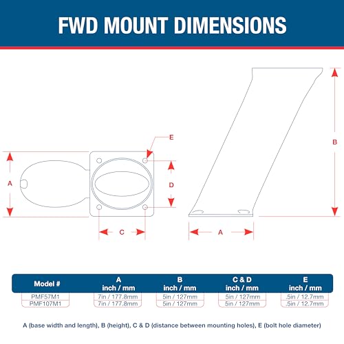 Image of SEAVIEW FWD Raked 5 inch White Modular Mount | Designed for radars, Starlink, satdomes, cameras & searchlights | 7 inch x 7 inch base plate | Top Plate Required | PMF57M1.