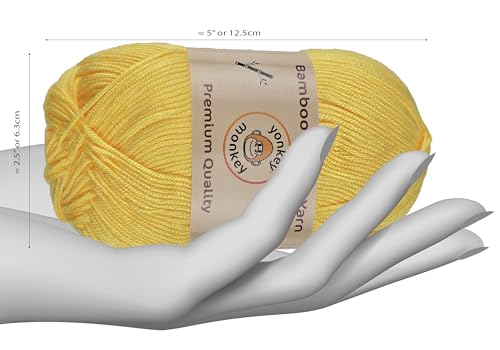 Image of 10-Pack of Yonkey Monkey 500 Grams Yarn - 70% Rayon derived from Bamboo, 30% Cotton - Imported - Yellow 9017