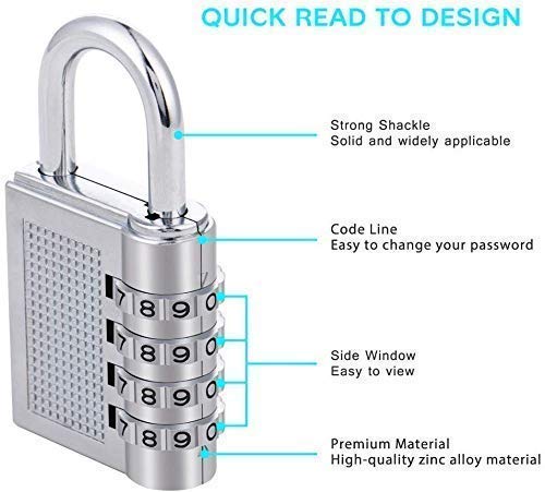 Image of Hetkrishi 4-Digit Safe PIN Hand Bag Shaped Combination Padlock Lock (Color May Vary)