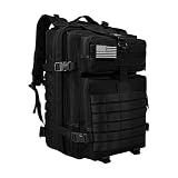 WOLT Military Tactical Backpack for Men 45L Molle Backpack 3 Day Assault Pack Bug Out Bag, Heavy Duty Rucksack for Hiking Gym(Black)