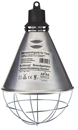 Kerbl Infrarot Wärmestrahler für Ferkel/Küken (ohne Lampe, Alu-Schirm ø 21 cm, Kabel 2,5 m, inkl. Befestigungskette Tragkraft 20 kg, mit Lüftungsschlitzen) 2228