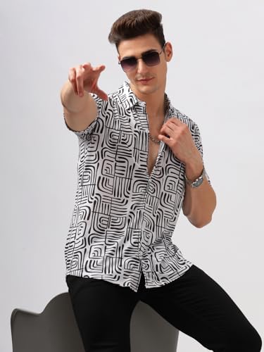 Image of BULLMER Trendy Regular Fit Printed Causal Half Sleeve Shirt for Men