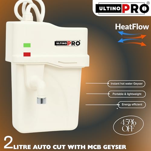 Image of Smart 2 Litre Instant Water Geyser /Heater, Portable Geyser [Fitted With Copper Element With MCB Auto-Cut Off Thermostat ] (New 2L Geyser White)