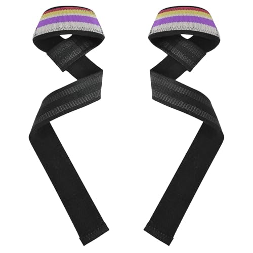 STAYTOP Colorful Stripes Wrist Straps for Weightlifting,Lifting Straps with Neoprene Cushioned Wrist Padded and Anti-Skid Silicone for Strength Training,Bodybuilding,Deadlifting