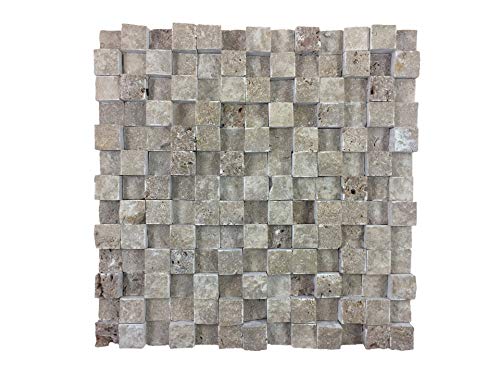 Naturstein Mosaik Cubic Noce | Küche, Badezimmer, Terasse | Alternative zu normalen Fliesen (Cubic Noce) Cover
