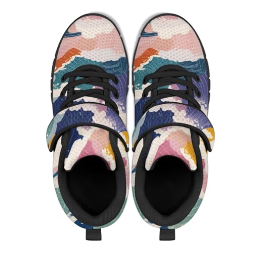 MARSVOVO Summer Fall Trendy Print Girls Single Buckle Sneakers for Kids Athletic Shoes Casual Daily Versatile Footwear
