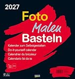 Foto-Malen-Basteln Bastelkalender schwarz groß 2027: Fotokalender zum Selbstgestalten. Do-it-yourself Kalender mit festem Fotokarton. Format: 45,5 x 48 cm