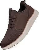 YOLARK Men Casual Dress Shoes Fashion Sneakers Lightweight Breathable Laceless Walking Shoes Gym Tennis Athletic（Dark Brown 10）
