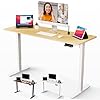 JUPPLIES Escritorio Elevable Electrico 160 x 60 cm - Mesa Elevable Escritorio Ajustable en Altura con Panel Inteligente de 3 Memorias - Standing Desk Oficina en Casa - Blanco y Madera Clara