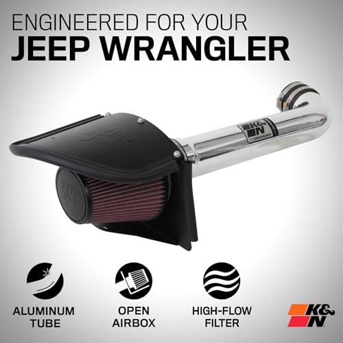 Image of K&N Cold Air Intake System: High-Flow Air Filter, Increase Performance & Towing: Compatible with 2012-2018 JEEP: Wrangler, Wrangler JK, 77-1566KP