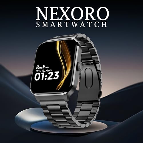 Image of PunnkFunnk Nexoro 2.01 inch Smartwatch for Men & Women Bluetooth Call, Heart Rate, SpO2, Sleep & 100+ Sports Modes, IP68 Waterproof, Compatible with Android & iPhone (Metal Black)