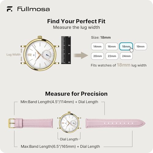 Image of Fullmosa 18mm Quick Release Leather Watch Band for Garmin | Traditional Smartwatch Replacement Strap for Garmin Venu 2S /3S /4(41mm) Women Men Formal Daily, Sand Pink&Golden Buckle