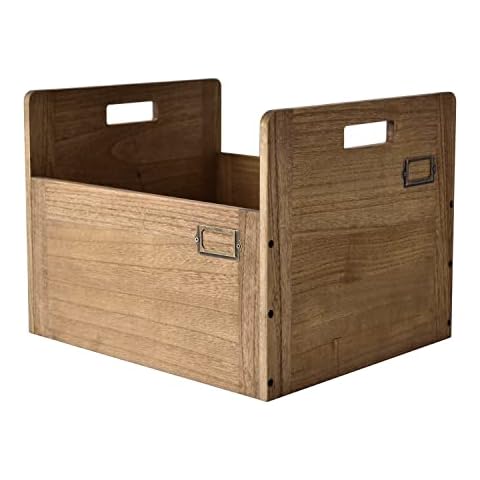 KIRIGEN Vinyl Record Storage Organizer Crate Wooden Record Storage Organizer Box Hold Up to 80 Record and LP Dark Brown CDH-DBR Cover
