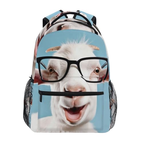YETTASBIN Cute Goat Backpack for Men Women, Waterproof High/Middle School Bookbag Lightweight Laptop Travel Daypack with Multiple Pockets for Teens Boys Girls