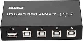 Lazmin112 Sharing Switcher Box, 2/4 Port USB 2.0 Manual Sharing Switch Switcher Box for PC Printer Scanner (4 port manual)