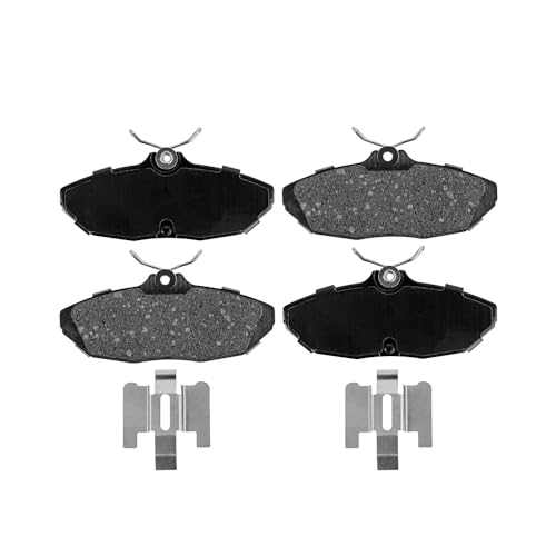 Image of Detroit Axle - Rear Brake Kit for 93-97 Ford Thunderbird Mercury Cougar | 93-98 Lincoln Mark VIII, Drilled & Slotted Disc Brake Rotors Ceramic Brake Pads 1993 1994 1995 1996 1997 1998 Replacement