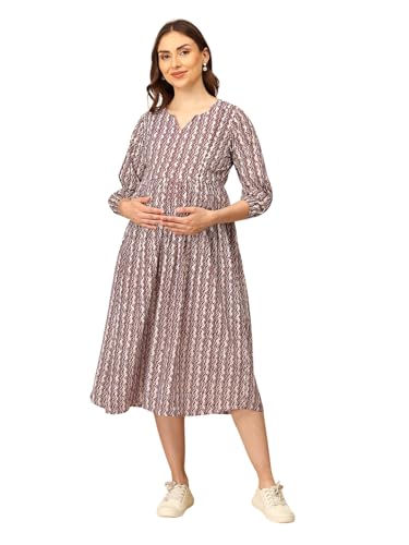 Image of The Mom Store Maternity and Nursing Sleeveless Dress for Women | Casual Dress | Pre and Post Pregnancy Wear | Printed Stylish Dress for New Mom | Trendy Dresses for Women's