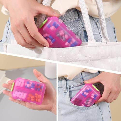 Image of Pack of 2 Premium Pill Organizer Portable Medicine Organizer Box, Moisture Free & BPA Free - Ideal Tablet Box for Medicine, Vitamins & Supplements (Muliticolor)