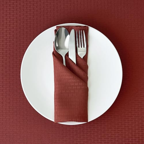 Image of maxmill Fall Cloth Napkins 20 x 20 Inch Weaved Pattern Soft Comfortable and Luxury Serviette for Harvest Thanksgiving Family Dinners Weddings Parties and Banquets Set of 4 Pieces, Rustic Brick