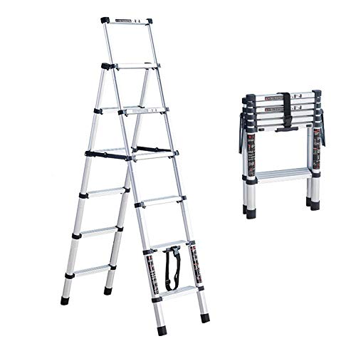 escalerilla domesticas escaleras plegables aluminio escalera escamoteable de pie de doble cara Ligera y segura con rodamiento 150 KG-6 peldaños