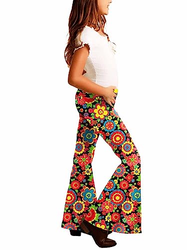 Image of Deerose Girls Halloween Hippie Bell Bottom Pants High Waist Flare Pants 5-14 Years
