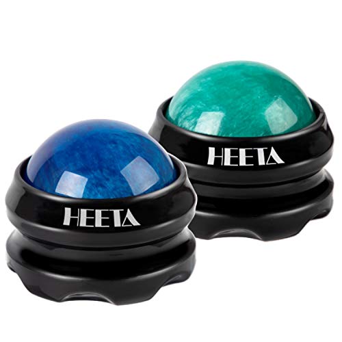 Heeta Massage Ball Manual Roller Massager 2-Pack Self Massage Therapy Tool for Sore Muscles, Shoulders, Neck, Back, Foot, Body, Deep Tissue, Stiffness, Joint Pain Relief (Blue&Green)