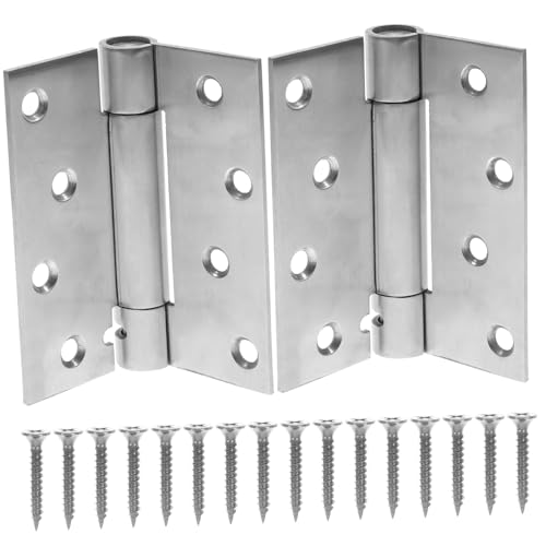 KESYOO 2個 自動閉鎖機能付きステンレス製スプリングヒンジ 調節可能なガレージドア蝶番 両開き対応 耐久性と錆びに強いドアクローザー