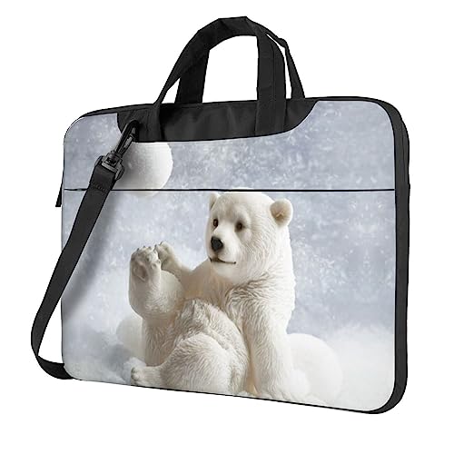 Sac à bandoulière pour ordinateur portable étanche et sacoche pc ours polaire amusant