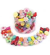 BellaStella 26 Pcs Korean Style Hair Clips - Cute Animal, Fruit, Flower Designs, Fully Ribbon Lined For Girls & Teens