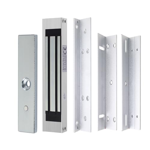 YAVIS Serrure Électromagnétique Étanche DC 12V, 180 KG/350LBs de force, Surface brossée, Modèle NC, Supports Z & L inclus, idéale pour systèmes de...