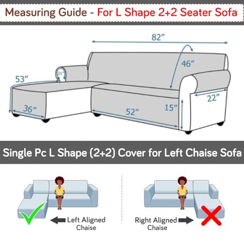 Image of HOKIPO 'Elira Series' Printed Quilted One-Piece L Shape 4 Seater (2+2) Sofa Cover Mat with Left Chaise | Anti-Slip Backing & SecureFit Belt, Multicolor Abstract Geometry (AR-5373-C10)