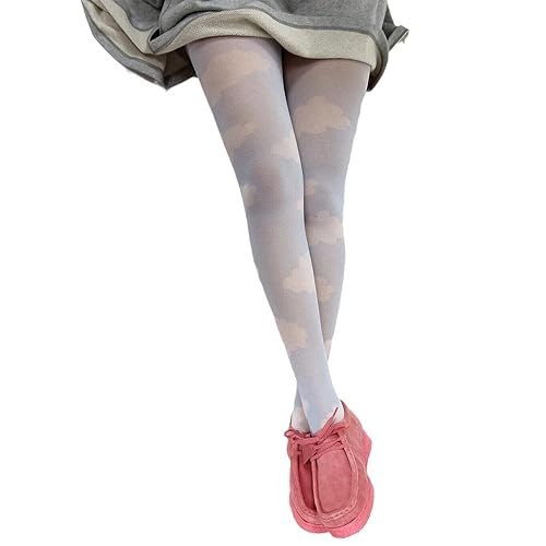 Women Sheer Tights Control Top Pantyhose Y2k Tie Dye Mesh Tights Fishnet Sockings Leggings - One Size - B Cloud