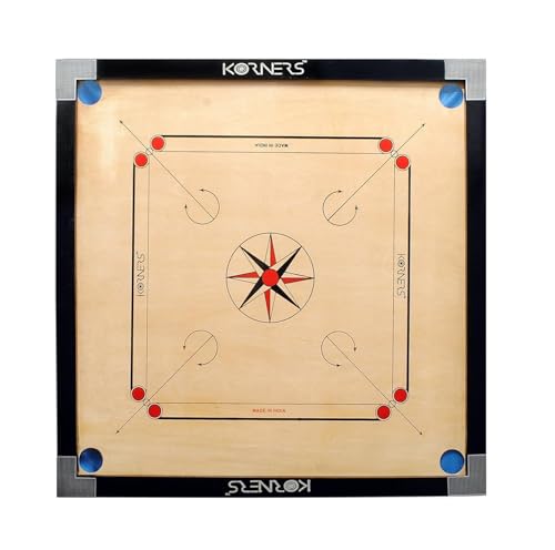 Image of KORNERS Carrom Board with Striker, Coins and Powder, Multicolor| (Large Round 32 Inches 2025)