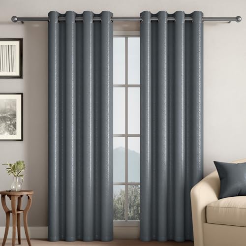Image of Wakefit Jacquard Room Darkening Curtain | Light Blocking Upto 70% | (5 x 3.9 ft) | Door Curtain | Set of 2 | Reduces Noise | Machine Washable | Smash |Diamond Grey