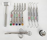 Sinus Lift Osteotome Offset Concave Tip Sinus Lift Implant Bone Preparation with Lucas Curette and Mallet 12 Pcs Dental Instruments by MEDESY