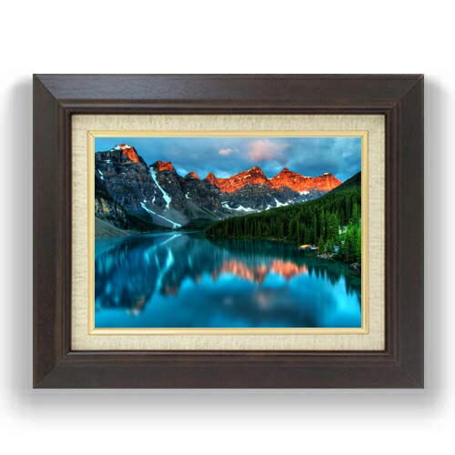 アート用品 大型油彩画 湖畔風景 額装 油絵 カンバス インテリア 額