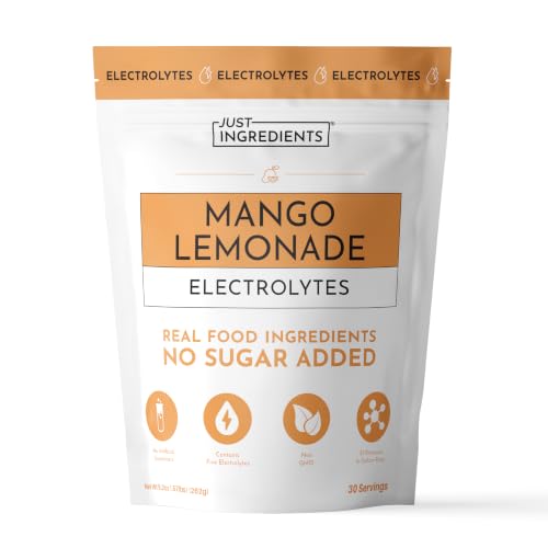 JUST INGREDIENTS Mango Lemonade Electrolyte Drink Mix - Coconut Water Sea Salt Trace Minerals - 30 Servings