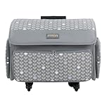 Everything Mary 4 Wheel Collapsible Deluxe Sewing Machine Storage Case, Purple Floral - Rolling Trolley Carrying Bag Compatible with Brother, Singer, and Most Machines