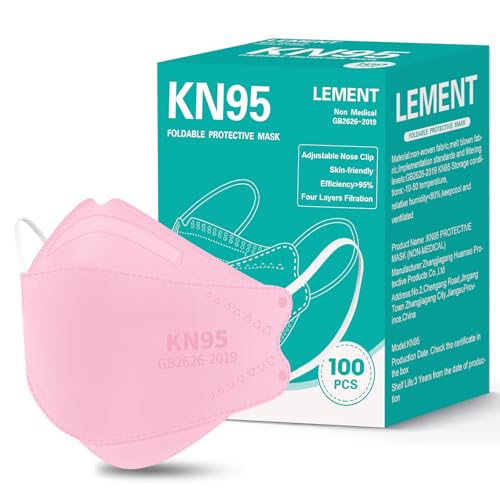 LEMENT KN95 Face Masks,100 Pack Breathable Dust Safety Mask For Adult, Pink