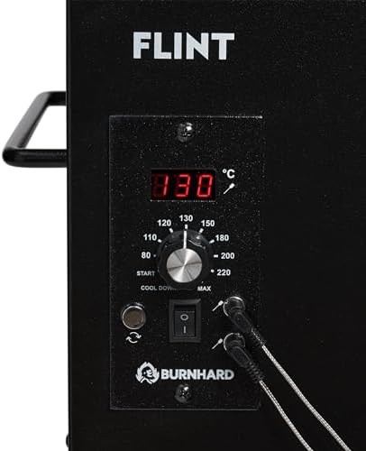 Bild 5 - BURNHARD Pelletsmoker FLINT, Räucherofen 70°C - 230°C, Pelletgrill inkl. Edelstahlroste, Holzschneidebrett, 2 Temperaturfühler und Abdeckhaube, Smoker