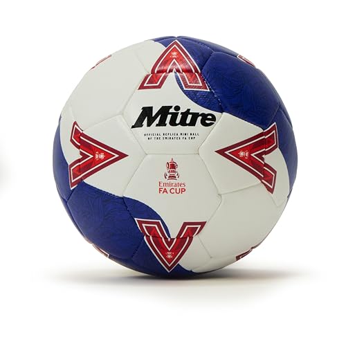 Mitre Mini FA Cup Football | Soccer Ball | Training Equipment | Match Ball, White/Blue/Red, MINI UK