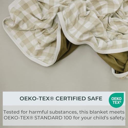 Image of Pobibaby Boy Blankets, Toddler Blanket, 50x50, Soft Cotton (Gingham Khaki)