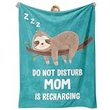Hudiegify Gifts for Mom Christmas, Moms Birthday Gifts from Daughter Son, Moms Gift for Birthday Christmas Valentines Mothers Day Ideas, Funny Mom is Recharging Fleece Throw Blanket 60'×50'