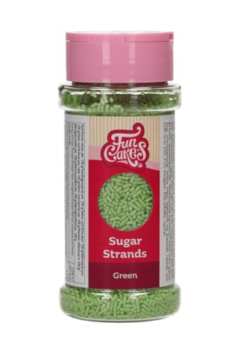 FunCakes Sugar Strands Green: Decoraciones para Tartas, Gran Sabor, Adecuadas para Decorar Pasteles, Mezcla de Sprinkles - 80 g