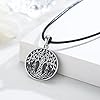 Tree of Life Necklace for Men 925 Sterling Silver Tree of Life Wolf Pendant with Celtic Knot Round Viking Amulet Wolf Jewellery Gifts for Women Men #3
