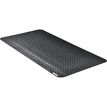 Global Industrial 24" W x 48L Diamond Plate Ergonomic Anti Fatigue Mat with Beveled Edges, Vinyl Surface & PVC Foam Backing, 15/16" Thick, Black, 2'W x 4'L
