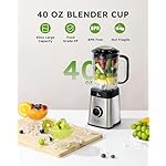 Sangcon Blenders and Food Processor Combo for Kitchen, 5 in 1 Blender for Shakes and Smoothies, Meat Chopped, Grinding & more, 40 oz Jar & 17oz Cup with To-Go Lid, Stainless Steel Silver - Image 2
