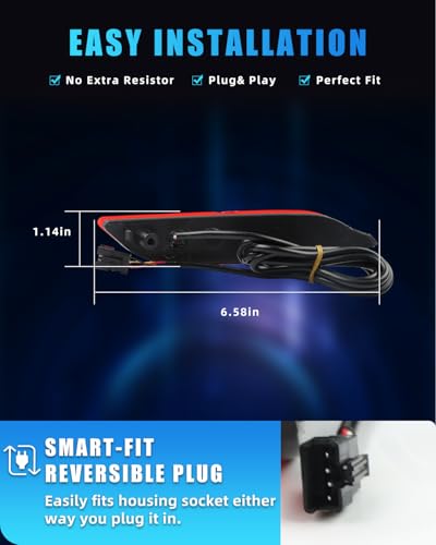 Image of LED Rear Bumper Reflector Light Compatible with Camry 2018-2024, [Play & Plug] Not Wiring [IP67 Waterproof], Red LED Tail Brake Rear Fog & Sequential Turn Signal Lamps, 2 PCS, Red Lens