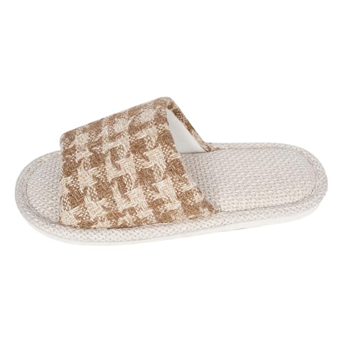 House Slippers Indoor Cotton Flax Slippers For Women Non-Slip Casual Soft Bottom Linen Open Toe Washable Home Slipper